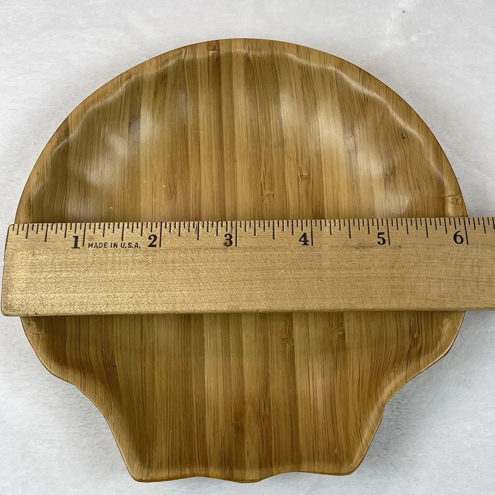 Painted Wood Trinket Bowl & Bamboo Shell Tray Set – Small Decorative Dishes